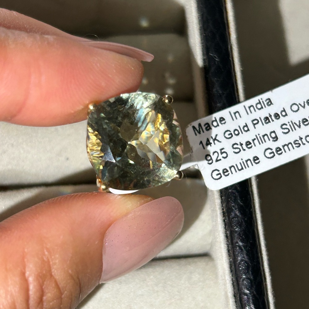 NWT 14k plated over sterling silver green Amethyst ring size 8 - Picture 7 of 9